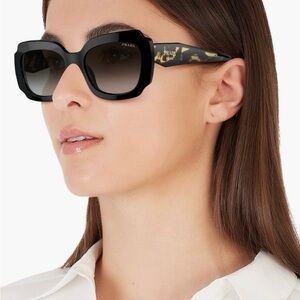 PRADA MONOCHROME PR 15WS Black Medium Tortoise/Grey Shaded (389-0A7) Sunglasses